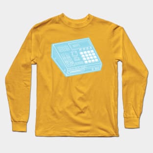 Beat Maker (White Lines + Picton Blue Drop Shadow) Analog / Music Long Sleeve T-Shirt